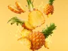 Baby Pineapple with slice flying in air