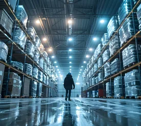 Chilled Interior of an Industrial Warehouse for Refrigerated Goods