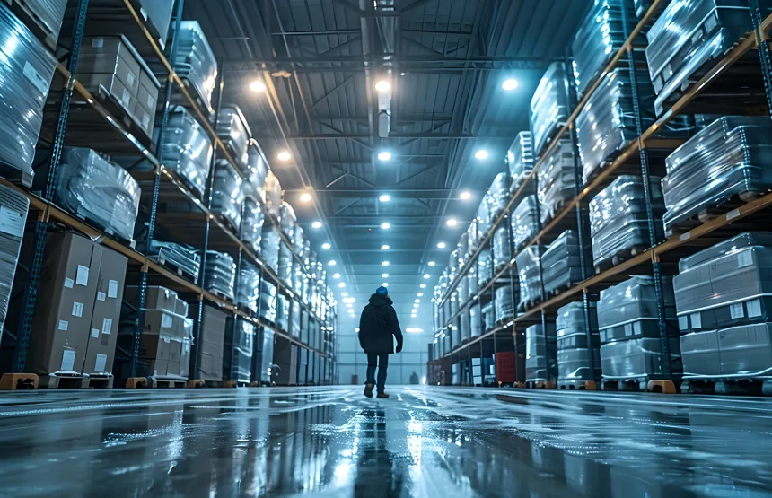 Chilled Interior of an Industrial Warehouse for Refrigerated Goods